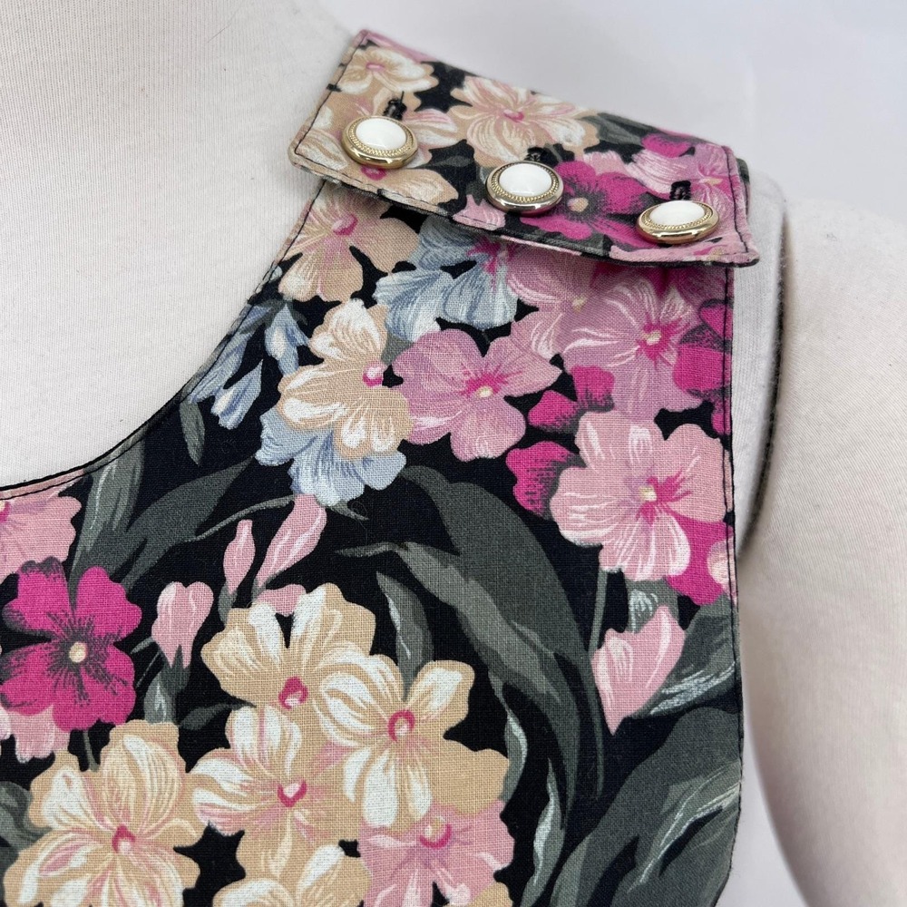 Vintage 90s Floral Criss Cross Back Midi Dress with Pockets - Picture 3 of 6